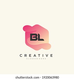 BL Initial Letter logo icon design template elements with wave colorful art.