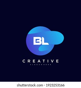 BL Initial Letter logo icon design template elements with wave colorful art.