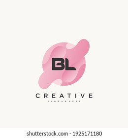 BL Initial Letter logo icon design template elements with wave colorful art.