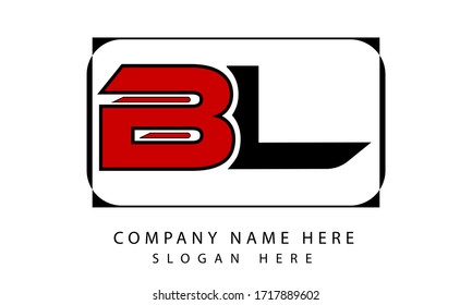 BL Initial Letter logo. Logotype design with red and black color.