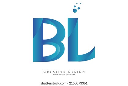 BL Initial Letters Logo Design with overlapping linked folds blue Colors.