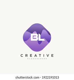 BL Initial Letters logo icon design template elements with wave colorful art.