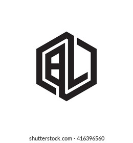 BL initial letters loop linked hexagon monogram logo