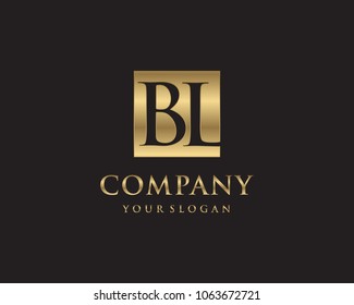 BL initial letters looping linked box elegant logo golden black background