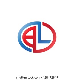 BL initial letters looping linked ellipse logo blue red