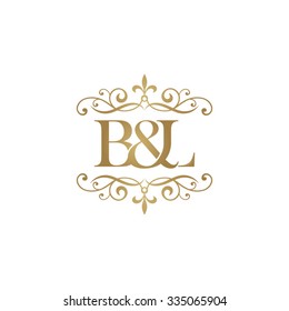 B&L Initial logo. Ornament ampersand monogram logo gold