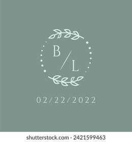 BL initial modern monogram wedding with creative circle line