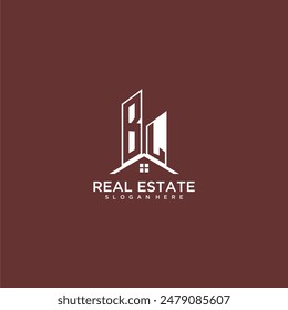 BL initial monogram building and roof logo for real estate