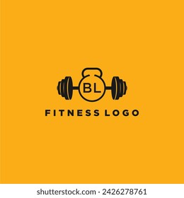 BL initial monogram for fitnes or gym logo with creative barbell design