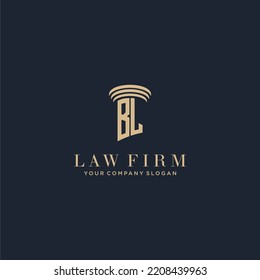 BL initial monogram lawfirm logo with pillar design