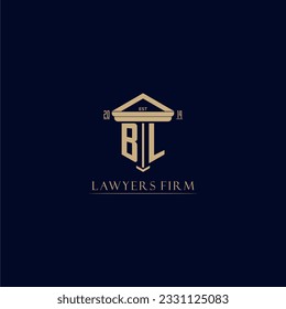 BL initial monogram lawfirm logo with pillar design