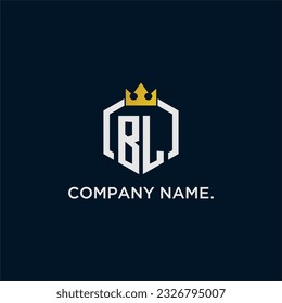 BL initial monogram logo design for hexagon style  crown elegant image