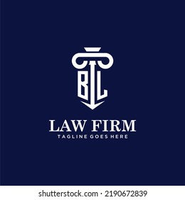 BL erste monogramm-Logo-Anwaltskanzlei mit Säulendesign