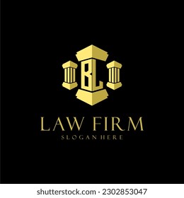 BL initial monogram logo for lawfirm with pillar design