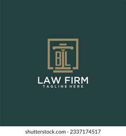 BL initial monogram logo for lawfirm with pillar design in creative square