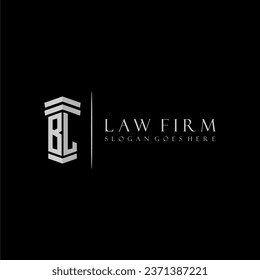 BL initial monogram logo lawfirm with pillar design