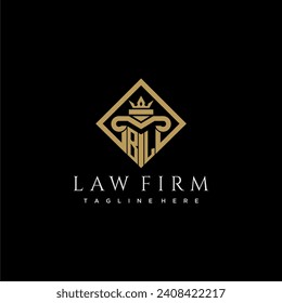 BL initial monogram logo for lawfirm with pillar in creative square design