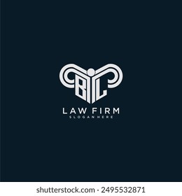 BL initial monogram logo lawfirm with pillar design