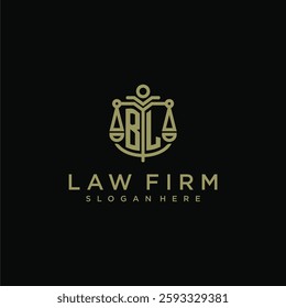 BL initial monogram logo for lawfirm with scale vector design