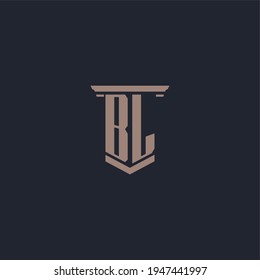 BL initial monogram logo with pillar style design