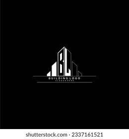 BL initial monogram logo for real estate with building style