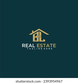 BL initial monogram logo for real estate with home shape creative design