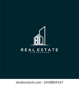 BL initial monogram logo real estate with building style design vector