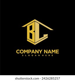 BL initial monogram logo for real estate with creative building style design