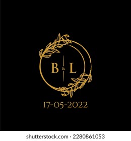 BL initial monogram wedding with creative circle line
