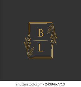 BL initial monogram wedding with creative square line