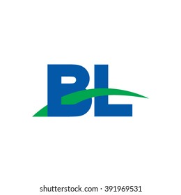 BL initial overlapping swoosh letter logo blue green