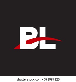 BL initial overlapping swoosh letter logo white red black background