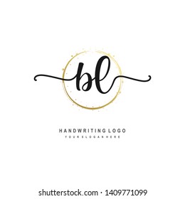 BL initial signature logo. handwriting logo template vector,