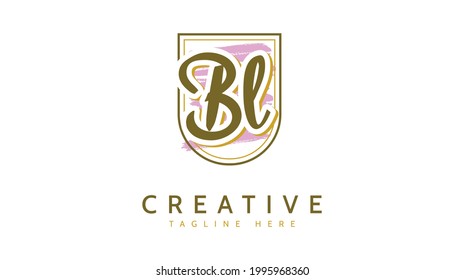 BL Initials, handwriting logo vector