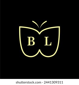 BL Initials Luxury Butterfly logo Vector illustration