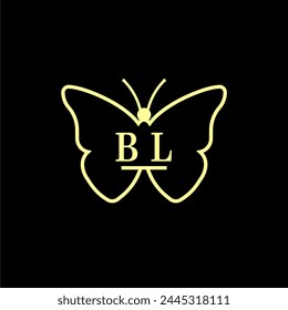 BL Initials Luxury Butterfly logo Vector illustration