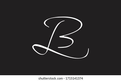 BL or LB and B, L Uppercase Cursive Letter Initial Logo Design, Vector Template