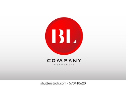 BL letter alphabet dot circle red simple flat technology modern creative vector logo icon sign design template 