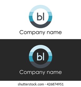 BL letter a circle shape icon logo white blue