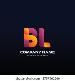 BL Letter initial Logo Vector With colorful, logo for media business
