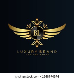 BL Letter Initial mit Royal Template.elegant mit Kronlogo, Creative Lettering Logo Vektor Illustration.