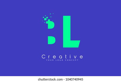 BL Letter Logo Design With Negative Space Concept in Blue and Green Colors Vector