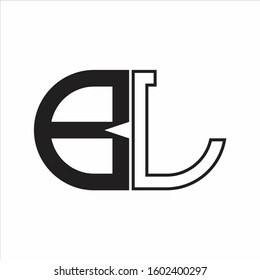 BL Letter logo monogram with oval shape negative space design template white background