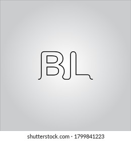 Logo de la letra BL con un bonito fondo blanco. El bonito icono de la letra negra.