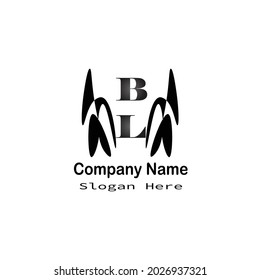 BL letter logo on white background.