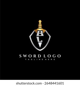 Letra BL monograma de luxo para imagem estilo escudo e espada