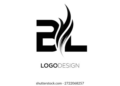Letra BL Logotipo Monograma com Pincelada Artística Traçado para Identidade Moderna de Marca