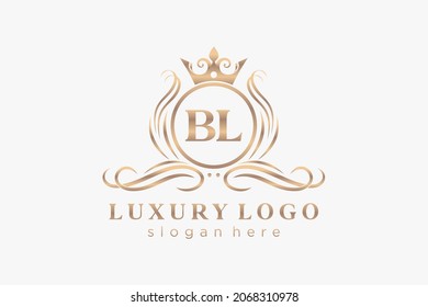 BL Letter Royal Luxury Logo template in vector art for Restaurant, Royalty, Boutique, Cafe, Hotel, Heraldic, Jewelry, Fashion and other vector illustration.