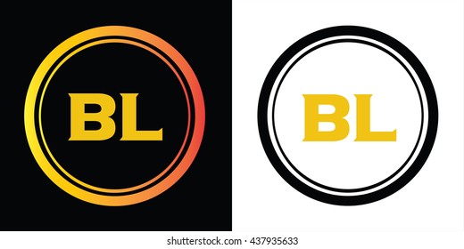 BL letters icon design template elements in abstract background logo, design identity in circle, alphabet letter