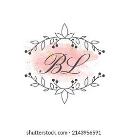 BL letters signature logo, Handwritten logo, BL, BL lettering, Letters BL, B and L logo with flower mandala, Brushstroke, wedding, fashion, floral and botanical